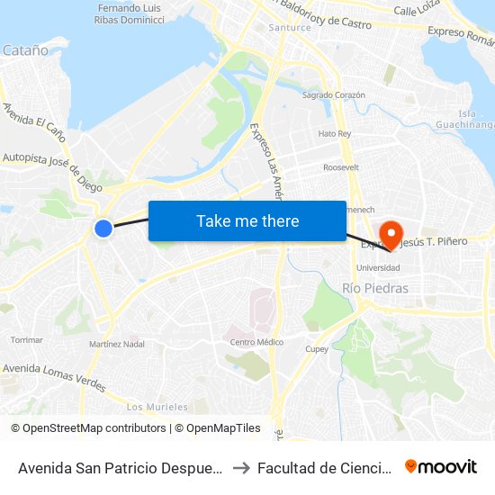 Avenida San Patricio Despues De La Avenida Roosevelt to Facultad de Ciencias Sociales UPRRP map