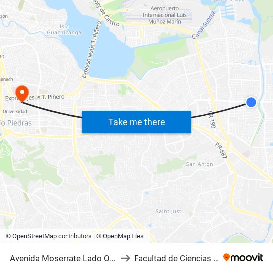 Avenida Moserrate Lado Opuesto La Ferreteria to Facultad de Ciencias Sociales UPRRP map