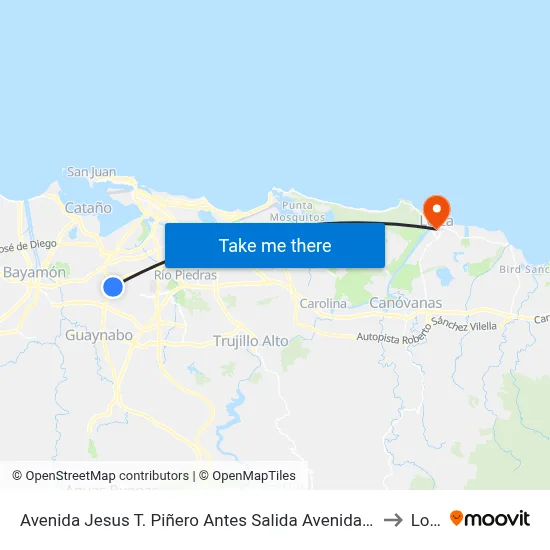 Avenida Jesus T. Piñero Antes Salida Avenida Martinez Nadal to Loiza map