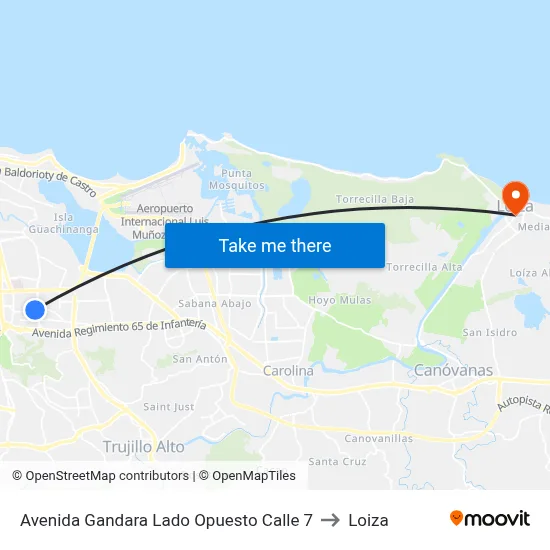 Avenida Gandara Lado Opuesto Calle 7 to Loiza map
