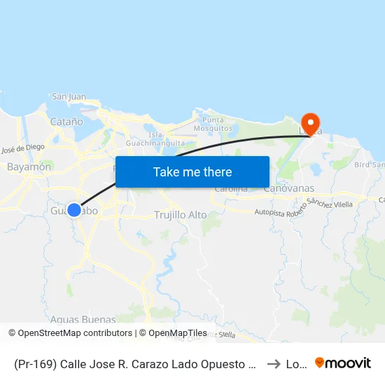 (Pr-169) Calle Jose R. Carazo Lado Opuesto Puesto Total to Loiza map