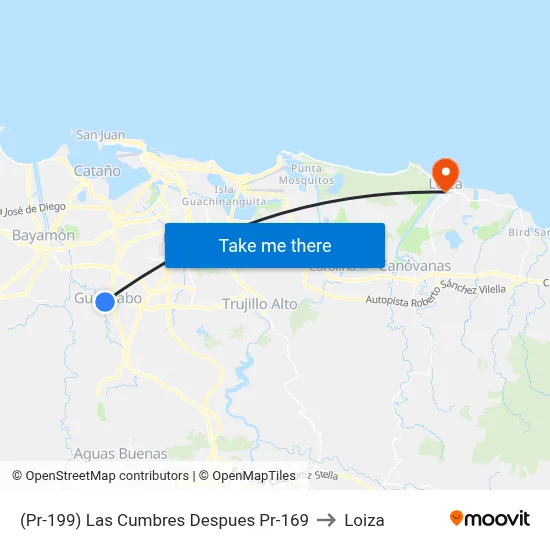 (Pr-199) Las Cumbres Despues Pr-169 to Loiza map