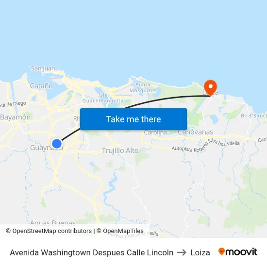 Avenida Washingtown Despues Calle Lincoln to Loiza map