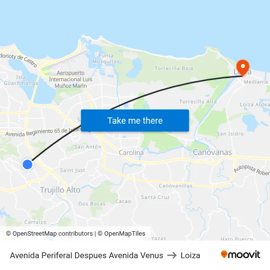 Avenida Periferal Despues Avenida Venus to Loiza map