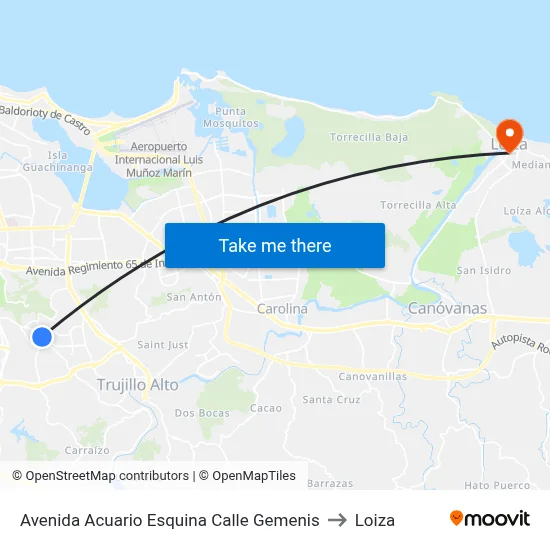 Avenida Acuario Esquina Calle Gemenis to Loiza map