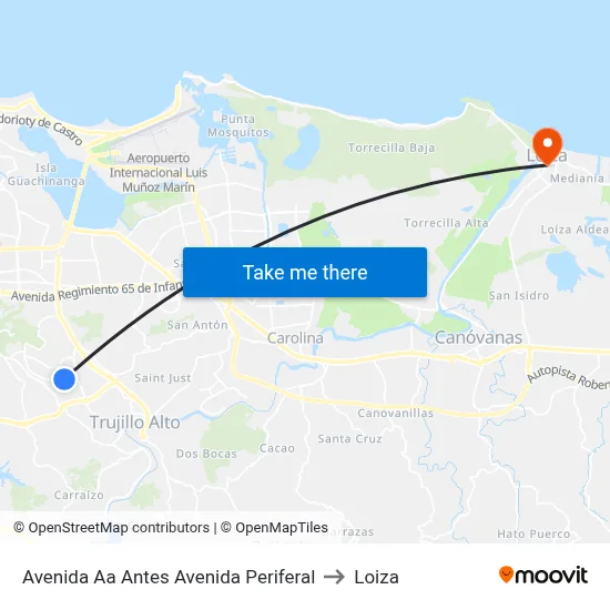 Avenida Aa Antes Avenida Periferal to Loiza map