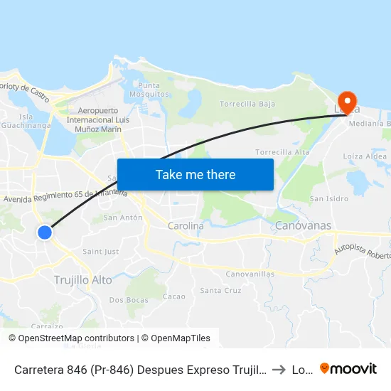 Carretera 846 (Pr-846) Despues Expreso Trujillo Alto (Pr-181) to Loiza map