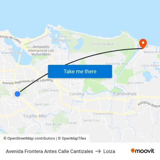 Avenida Frontera Antes Calle Cantizales to Loiza map