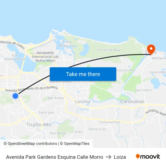 Avenida Park Gardens Esquina Calle Morro to Loiza map
