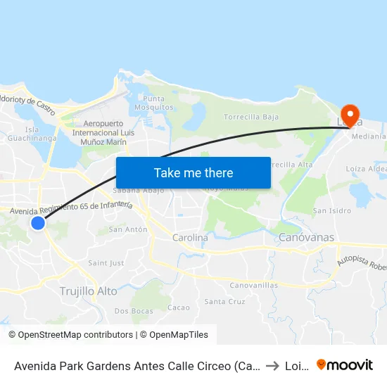 Avenida Park Gardens Antes Calle Circeo (Calle 25) to Loiza map