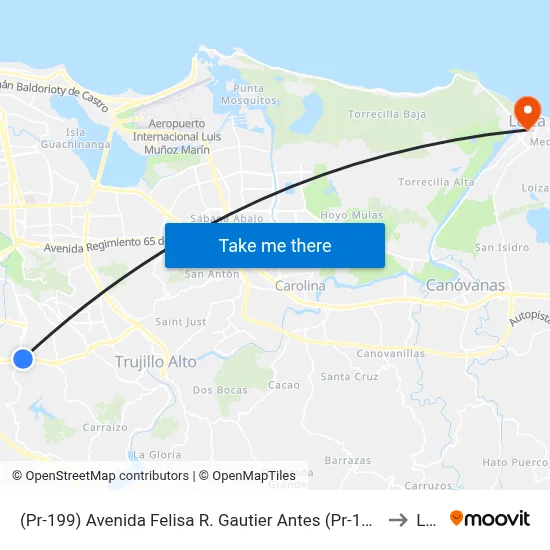 (Pr-199) Avenida Felisa R. Gautier Antes (Pr-176) Avenida Victor M. Labiosa to Loiza map