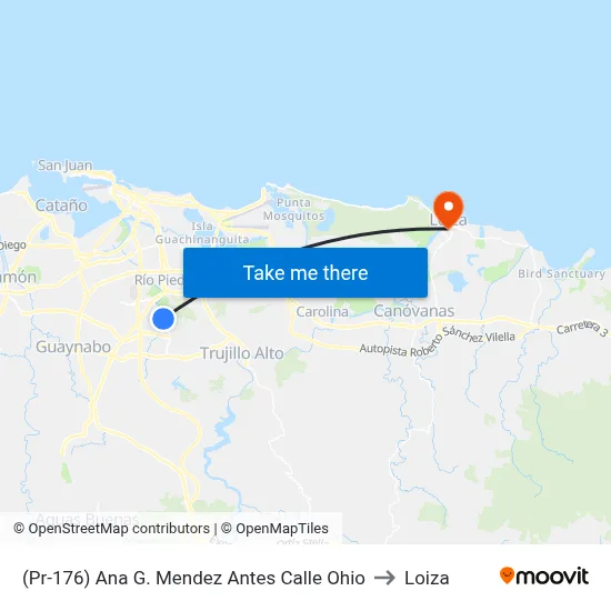 (Pr-176) Ana G. Mendez Antes Calle Ohio to Loiza map