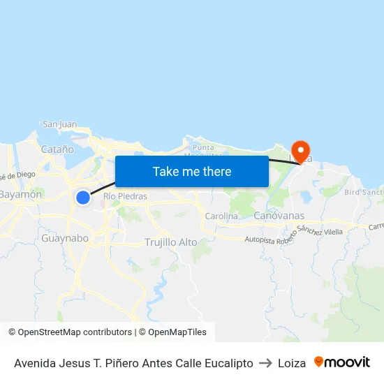 Avenida Jesus T. Piñero Antes Calle Eucalipto to Loiza map