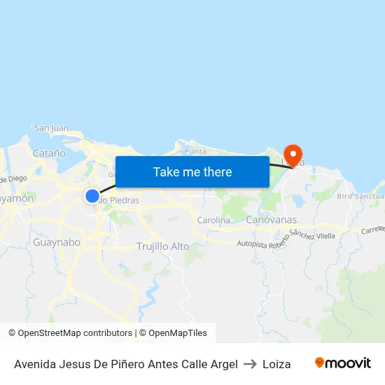 Avenida Jesus De Piñero Antes Calle Argel to Loiza map