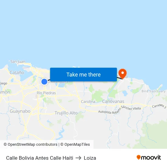 Calle Bolivia Antes Calle Haiti to Loiza map