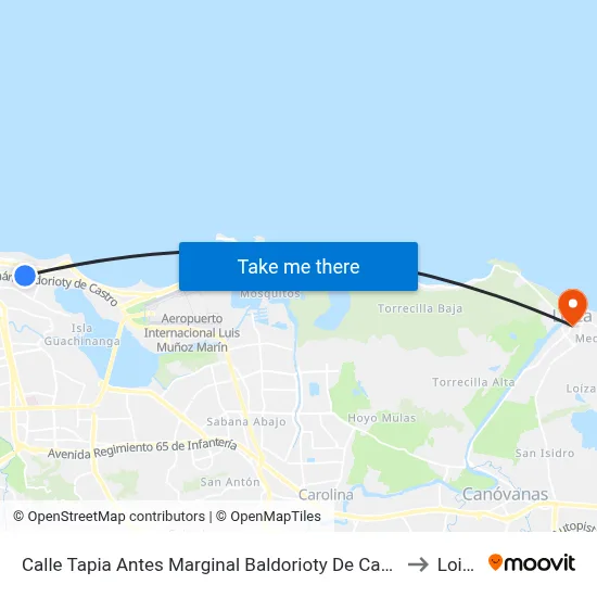Calle Tapia Antes Marginal Baldorioty De Castro to Loiza map