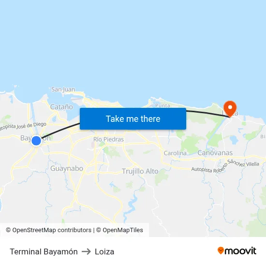 Terminal Bayamón to Loiza map