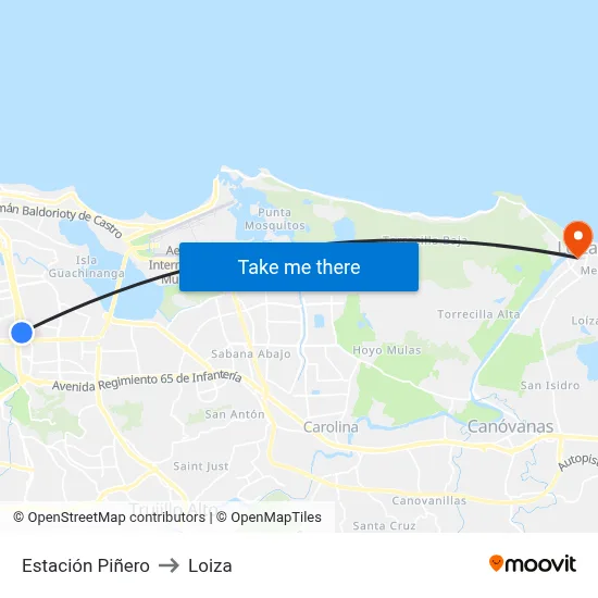 Estación Piñero to Loiza map