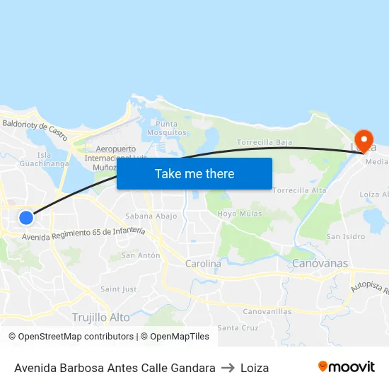 Avenida Barbosa Antes Calle Gandara to Loiza map