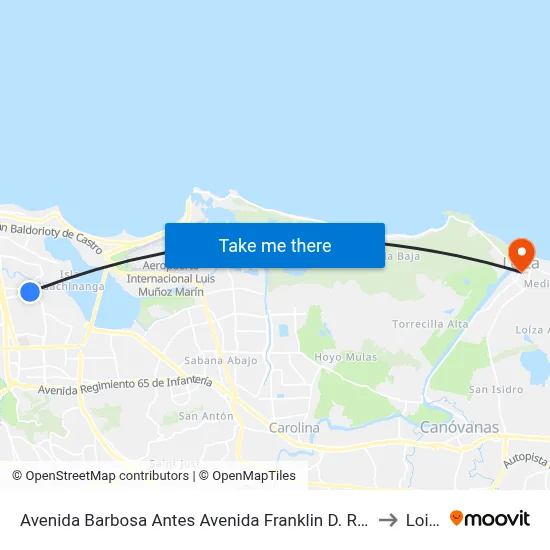 Avenida Barbosa Antes Avenida Franklin D. Roosvelt to Loiza map