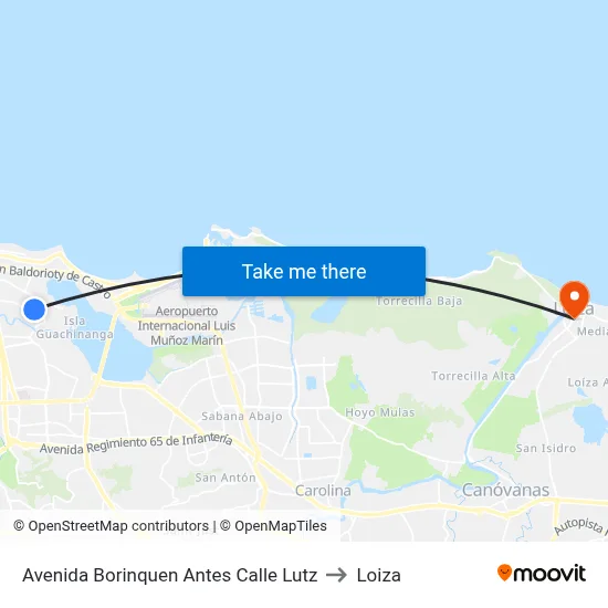 Avenida Borinquen Antes Calle Lutz to Loiza map