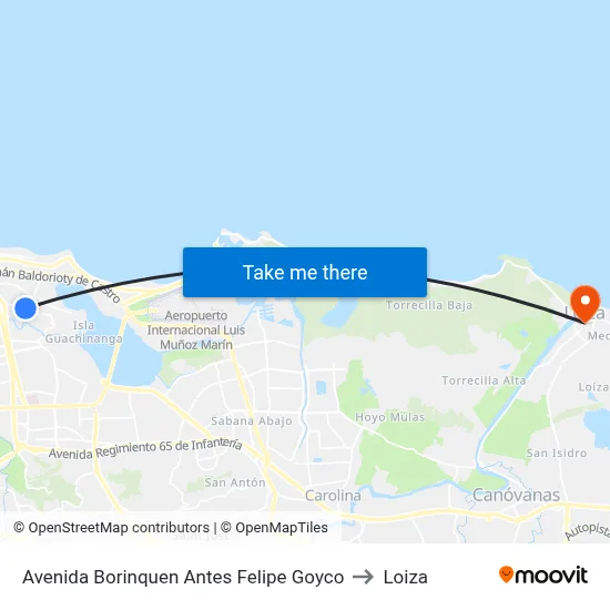 Avenida Borinquen Antes Felipe Goyco to Loiza map