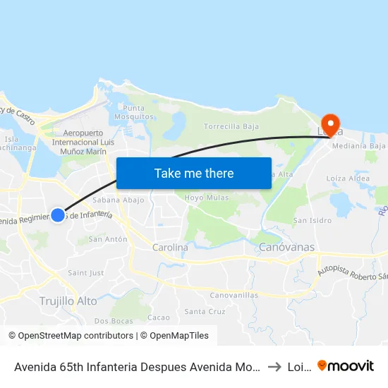 Avenida 65th Infanteria Despues Avenida Monte Carlos to Loiza map