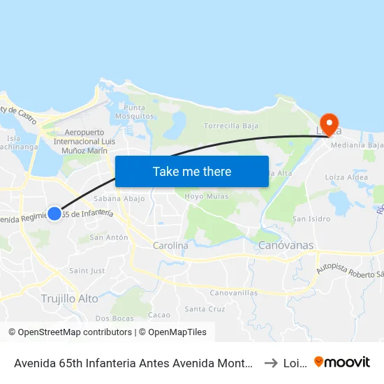 Avenida 65th Infanteria Antes Avenida Monte Carlos to Loiza map