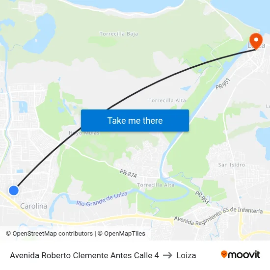 Avenida Roberto Clemente Antes Calle 4 to Loiza map