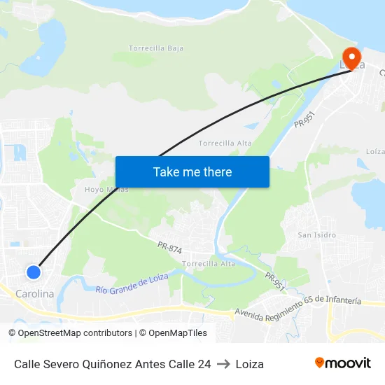 Calle Severo Quiñonez Antes Calle 24 to Loiza map