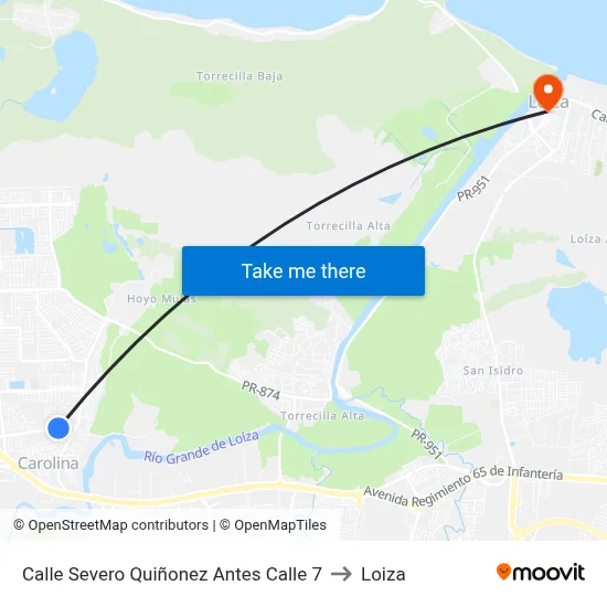 Calle Severo Quiñonez Antes Calle 7 to Loiza map