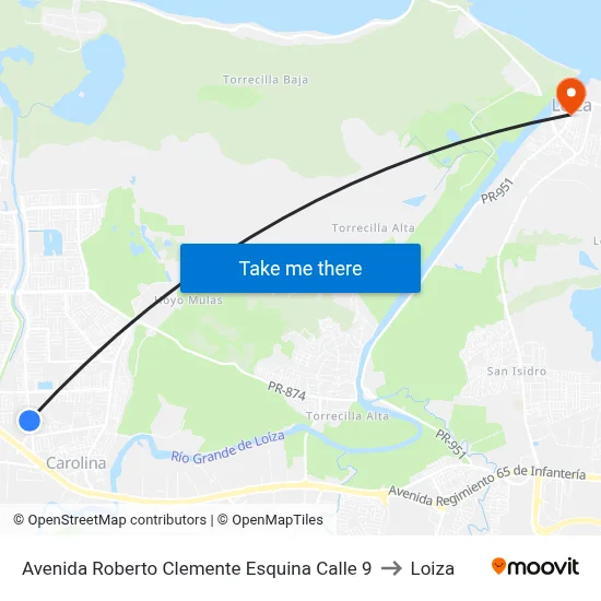 Avenida Roberto Clemente Esquina Calle 9 to Loiza map