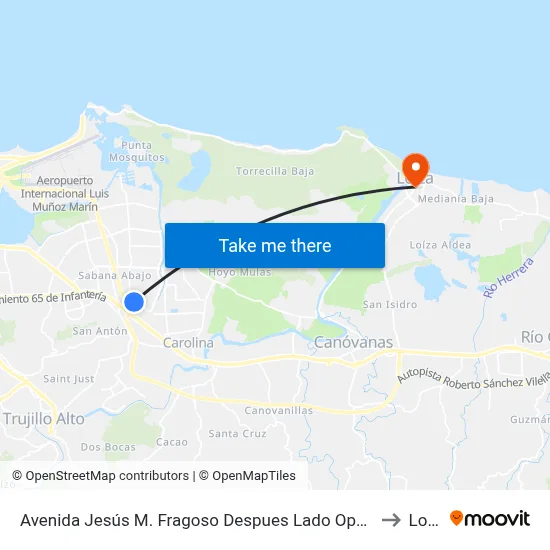 Avenida Jesús M. Fragoso Despues Lado Opuesto Vía 56 to Loiza map