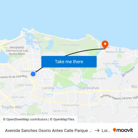 Avenida Sanches Osorio Antes Calle Parque Florido to Loiza map