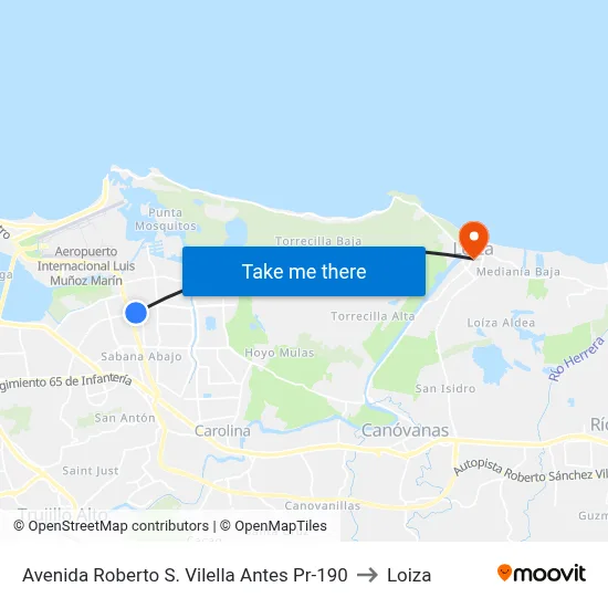 Avenida Roberto S. Vilella Antes Pr-190 to Loiza map