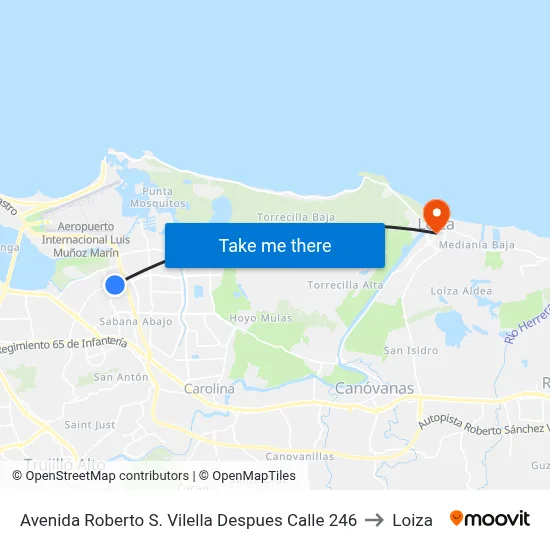 Avenida Roberto S. Vilella Despues Calle 246 to Loiza map