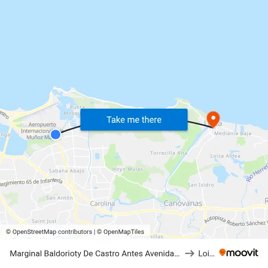 Marginal Baldorioty De Castro Antes Avenida Santana to Loiza map