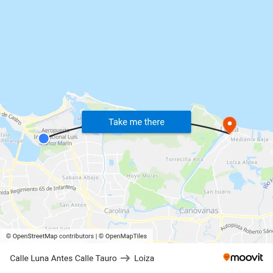 Calle Luna Antes Calle Tauro to Loiza map