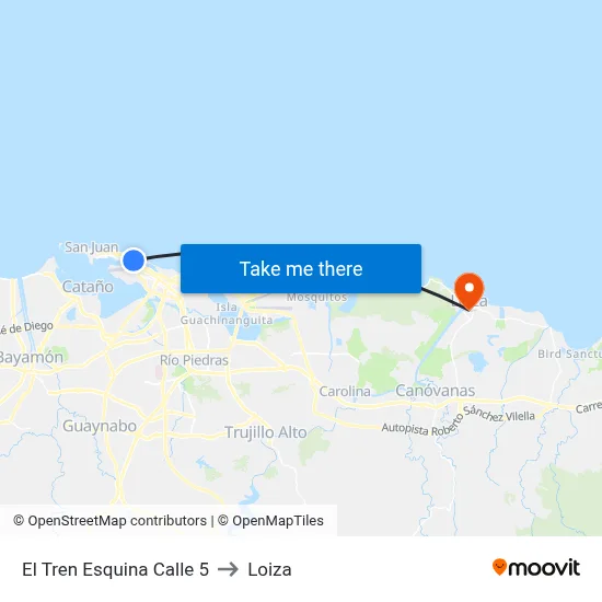 El Tren Esquina Calle 5 to Loiza map