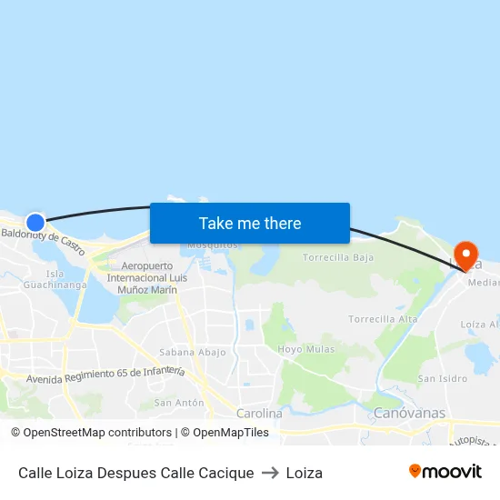 Calle Loiza Despues Calle Cacique to Loiza map