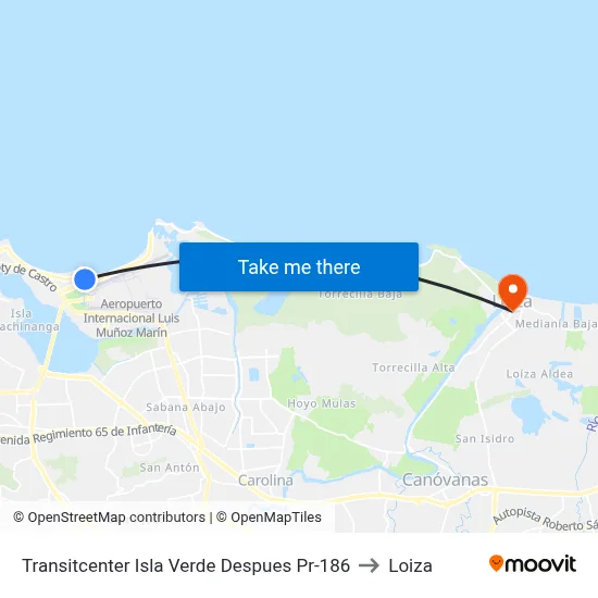Transitcenter Isla Verde Despues Pr-186 to Loiza map