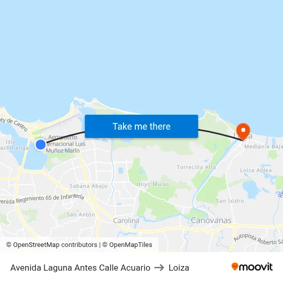 Avenida Laguna Antes Calle Acuario to Loiza map