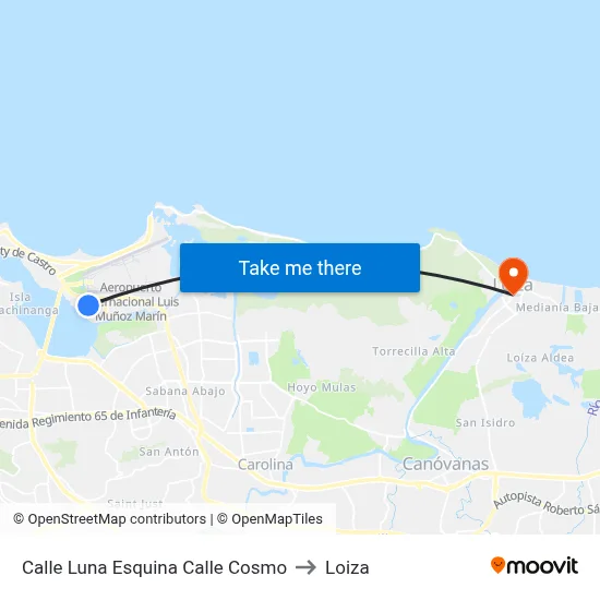 Calle Luna Esquina Calle Cosmo to Loiza map