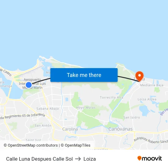 Calle Luna Despues Calle Sol to Loiza map