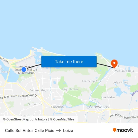 Calle Sol Antes Calle Picis to Loiza map