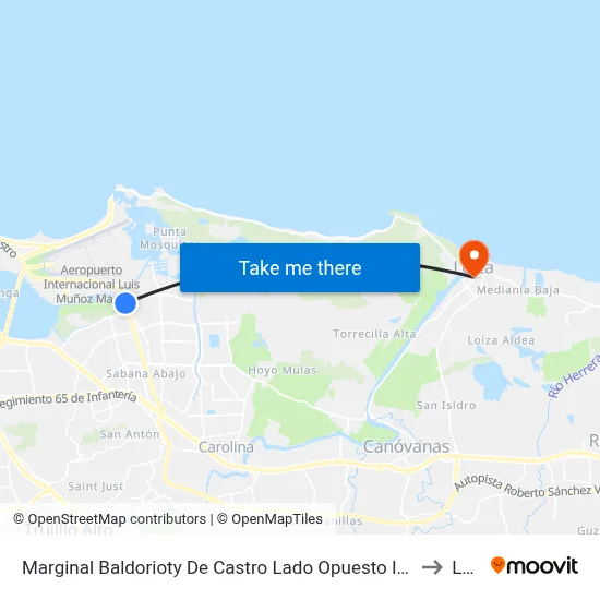 Marginal Baldorioty De Castro Lado Opuesto Iglesia Fuente Agua Viva to Loiza map