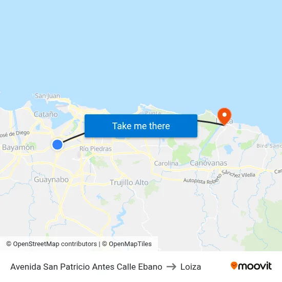 Avenida San Patricio Antes Calle Ebano to Loiza map