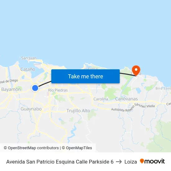 Avenida San Patricio Esquina Calle Parkside 6 to Loiza map