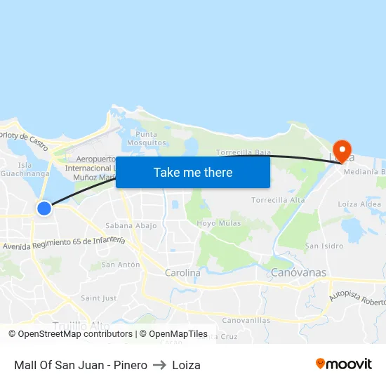 Mall Of San Juan - Pinero to Loiza map