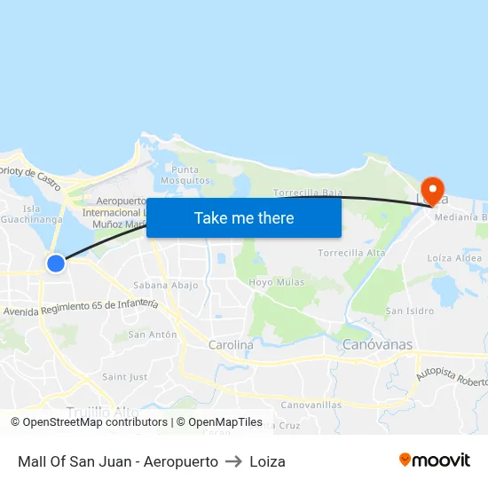 Mall Of San Juan - Aeropuerto to Loiza map